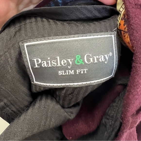 Paisley & Gray Slim Fit Suit Separates Pants Wool Blend Merlot W32/L30 - Picture 3 of 4